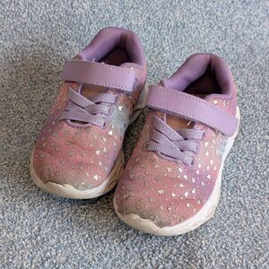 Coodo Girls Size 11 Periwinkle Purple Pink Heart Flashing LED Light Up Sneakers